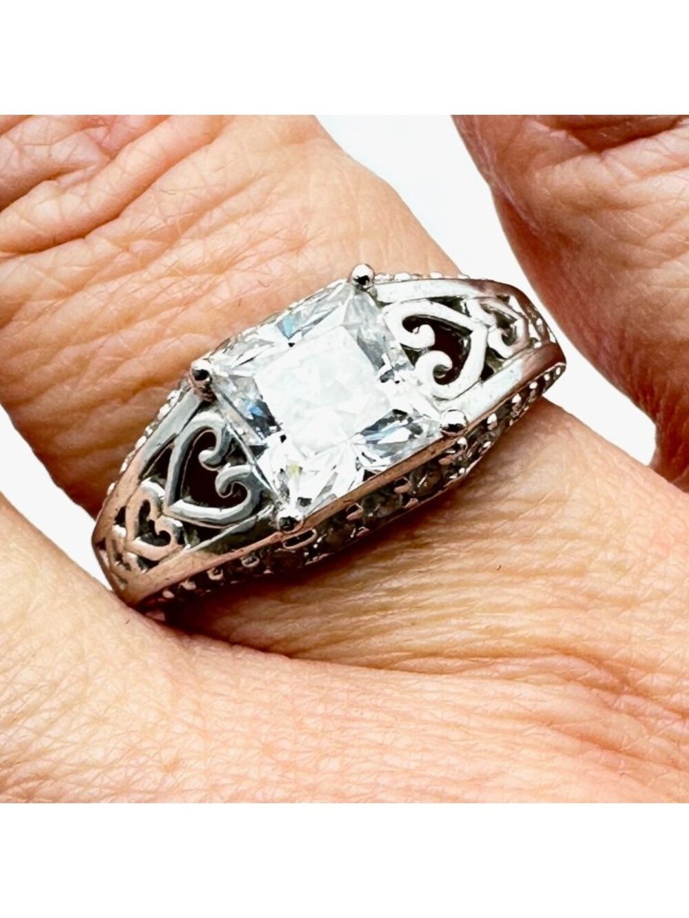 Diamonique Brand Cubic Zirconia Sterling Silver Ring Size 9